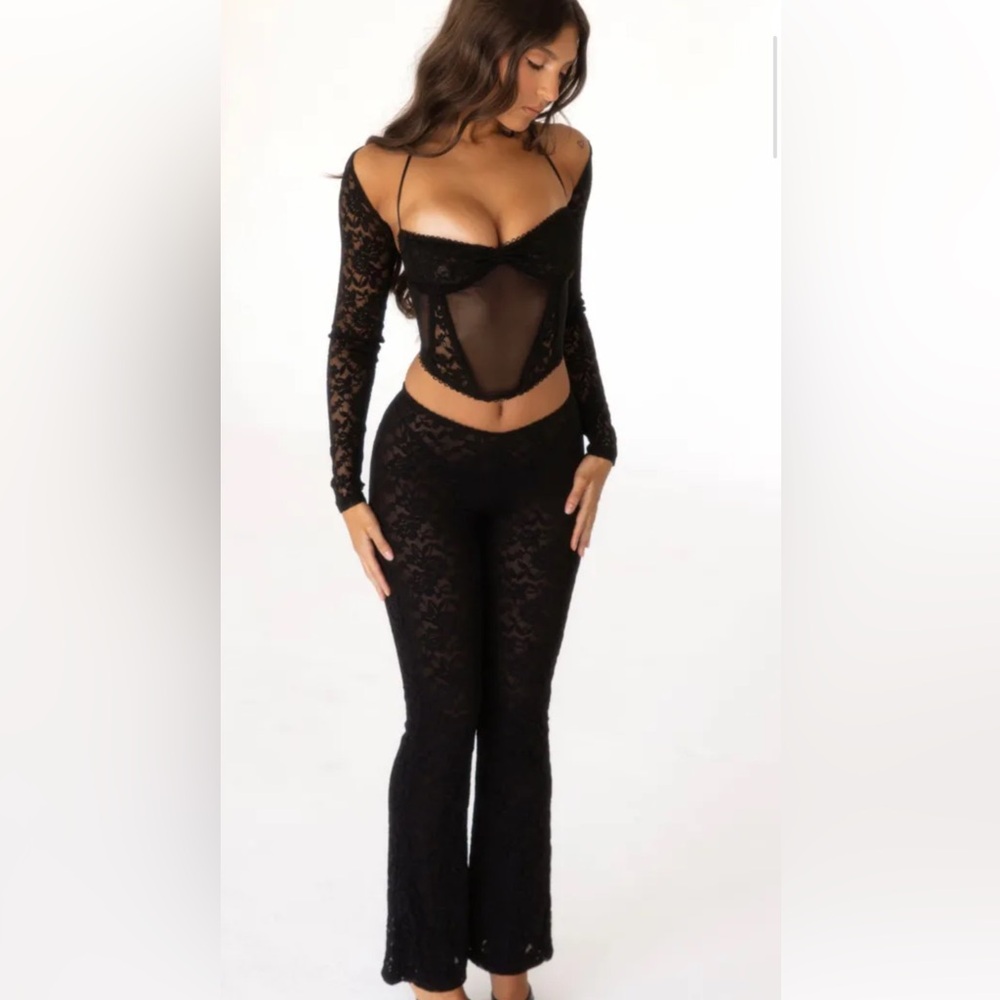 Outcast Black Lace Corset and Pants Set